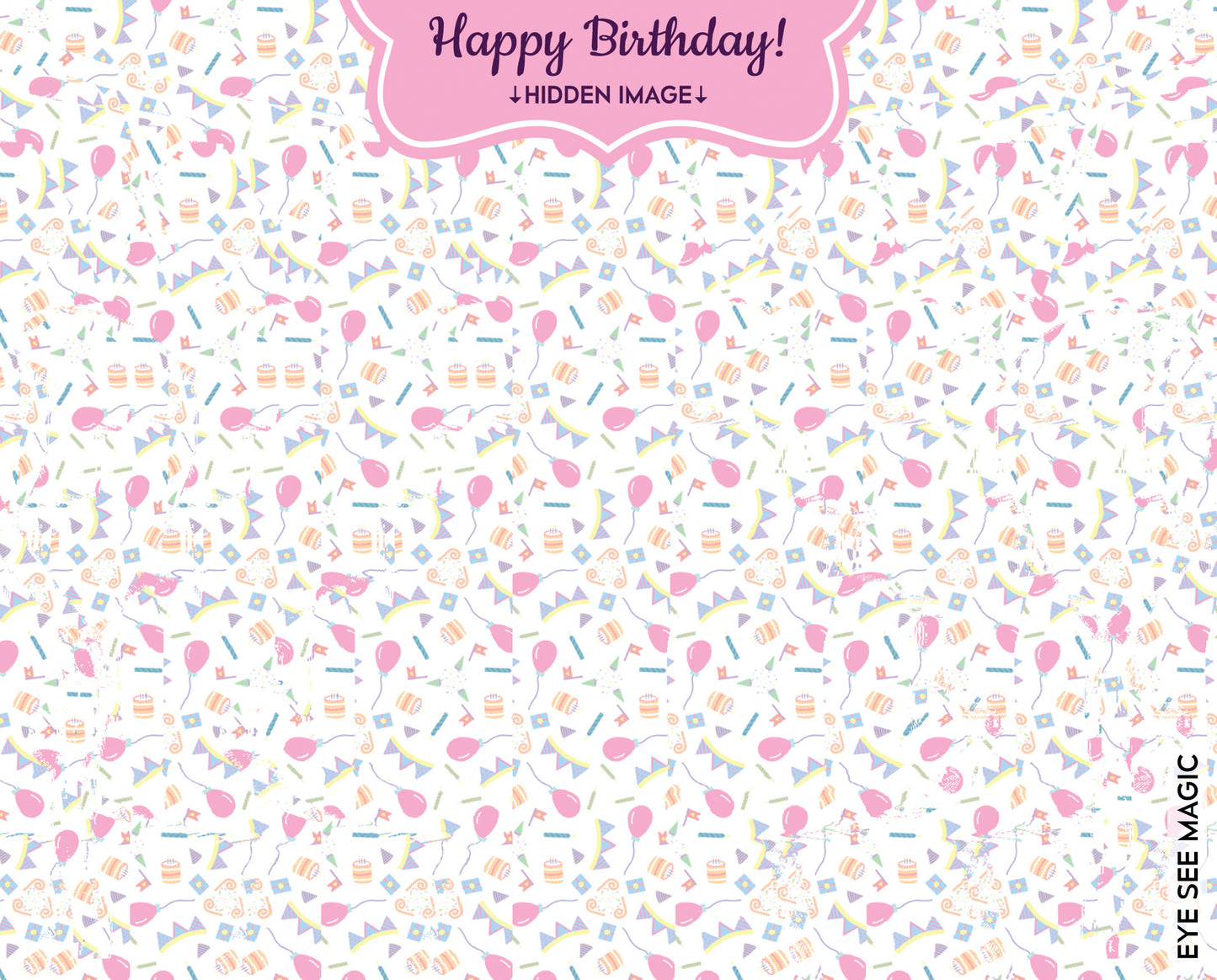 3D Birthday Celebration Card, Optical Illusion